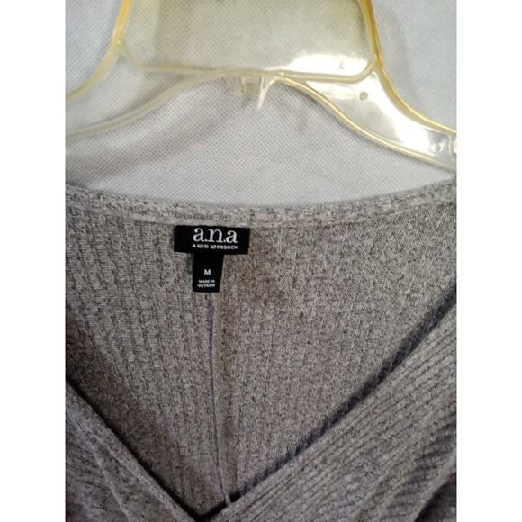 Anna Womens Medium gray ribbed wrap  long sleeve‎ v neck 90's - Picture 3 of 6
